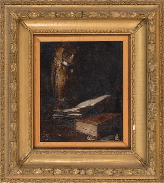 Still Life Of An Owl And A Book - view 1