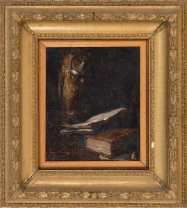 Still Life Of An Owl And A Book by Emil Carlsen
