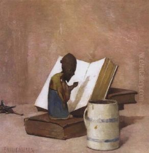 A Still Life With A Figurine, Books, Keys And A Mug