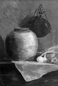 Still Life With Blue Vase And Leeks