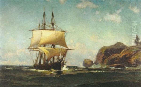 Sailing Ship Near A Rocky Shore - view 1