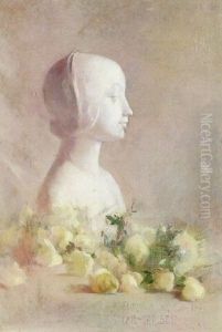 Still Life With Bust And White Roses by Emil Carlsen