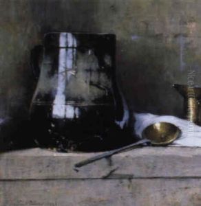 Still Life With Black Jug And Copper Spoon by Emil Carlsen