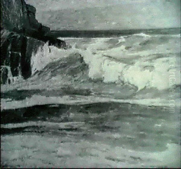 Surf Breaking On Rocks - view 1