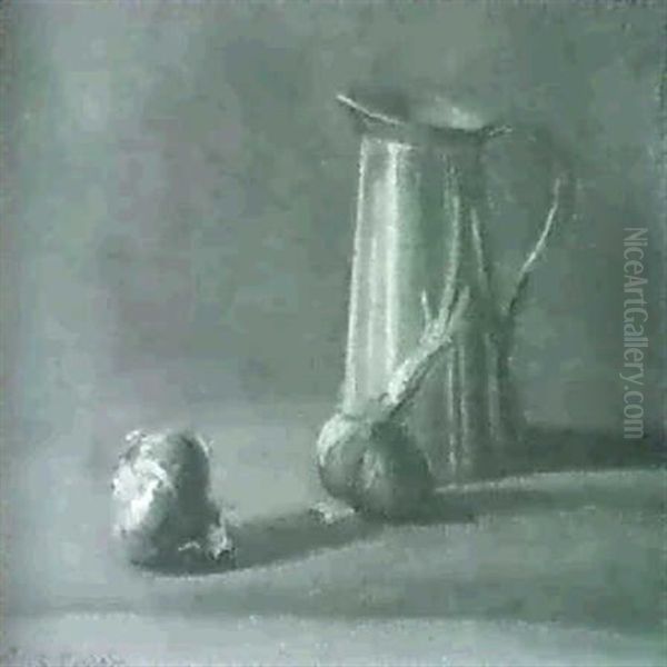 Still Life Of A Copper Pitcher And Onions - view 1