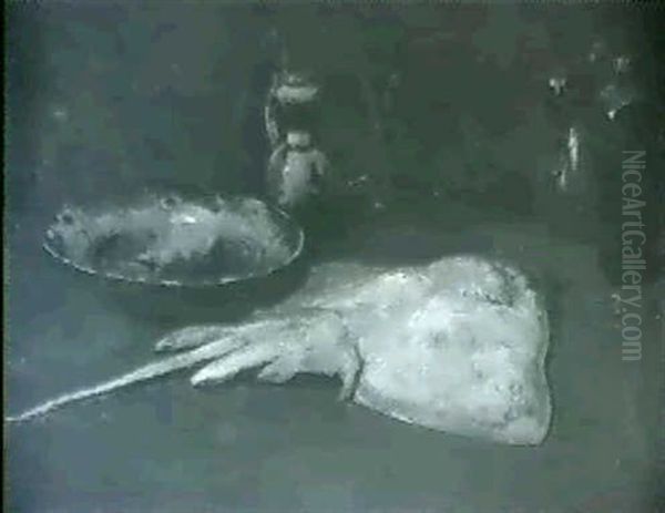Still Life Of A Manta On A Table With Vessels - view 1