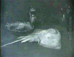 Still Life Of A Manta On A Table With Vessels by Emil Carlsen