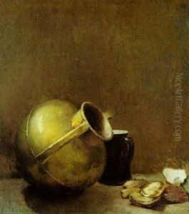 Still Life With Oysters And Brass Jug by Emil Carlsen