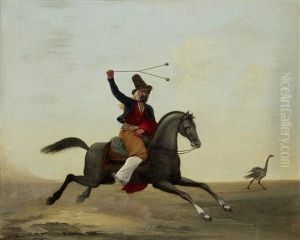 A Gaucho Hunting A Rhea On The Pampas