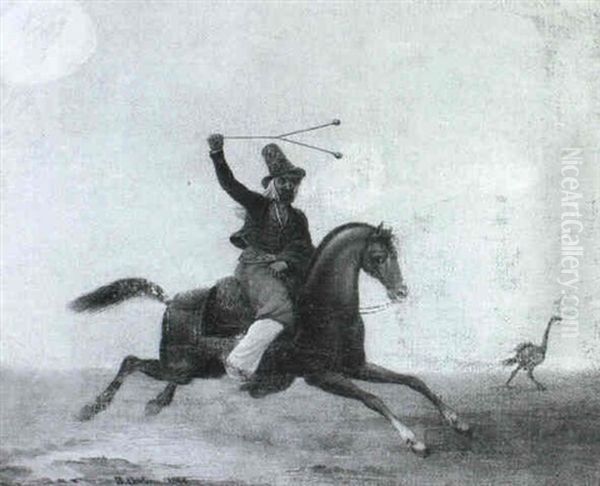 A Gaucho Hunting A Rheo On The Pampas - view 1