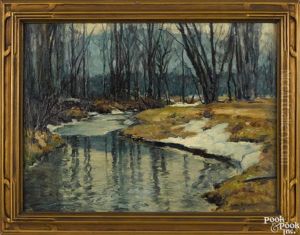 Reflections: Study For Melting Ice-floes Ausable River Keene Valley N.y.