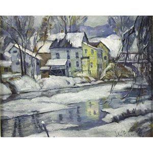 The Old Mill In Winter by John Fabian Carlson