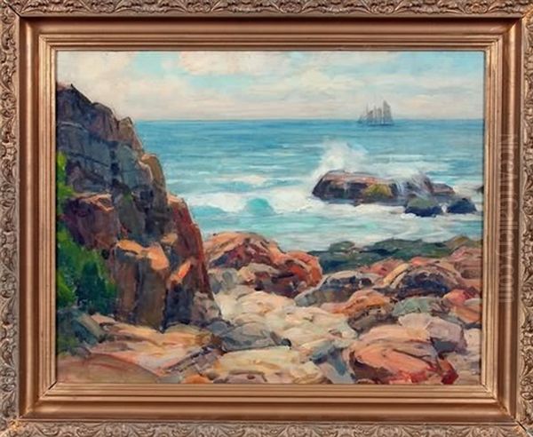 Lonely Clipper, Seascape With Boat - view 1