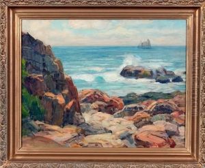 Lonely Clipper, Seascape With Boat by John Fabian Carlson