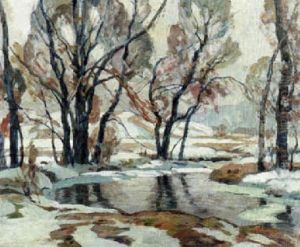 Stream In A Winter Landscape by John Fabian Carlson