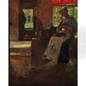 Untitled - Peeling Potatoes by Florence Carlyle