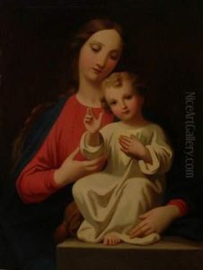Vierge A L'enfant by Eugene Pineu-Duval Amaury-Duval