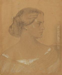 Portrait De Femme Vue De Profil by Eugene Pineu-Duval Amaury-Duval
