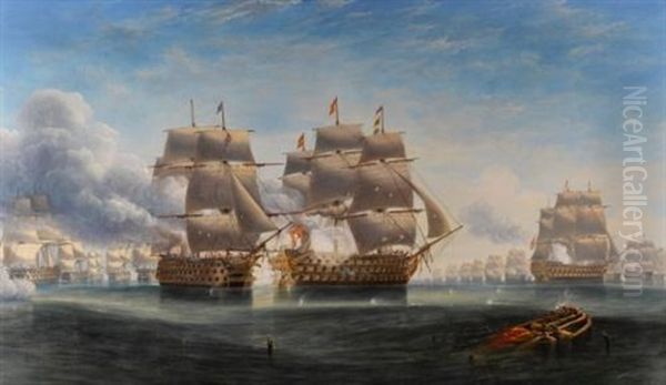 The Opening Engagement At Trafalgar; H.m.s. 'royal Sovereign' Raking The Stern Of The Spanish Flagship 'santa Ana - view 1