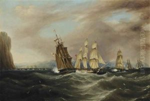 H.m.s. Isis On A Collision Course With H.m.s. Cambrian Off The Coast Of Gramvousa, Greece On 31 January 1828 by John Wilson Carmichael