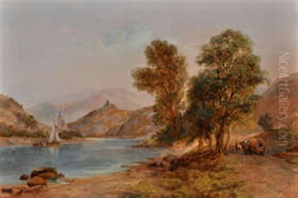 A Continental River Landscape With A Cattle In The Distance - view 1