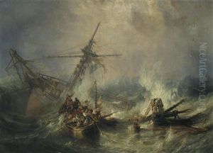 The Mary White Life Boat Rescuing The Crew Of The American Ship The Northern Belle by John Wilson Carmichael