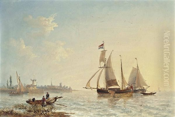 Dutch Fishing Boats In Shallow Waters Off The Low Countries - view 1