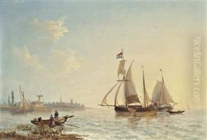 Dutch Fishing Boats In Shallow Waters Off The Low Countries