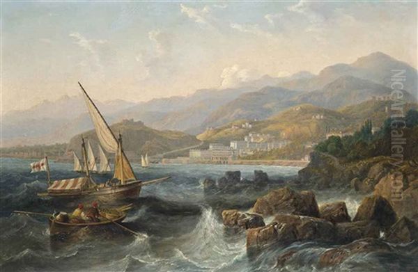 A Spanish Xebec And Other Local Craft In The Mediterranean Off The Harbour Of Monte Carlo, Monaco - view 1