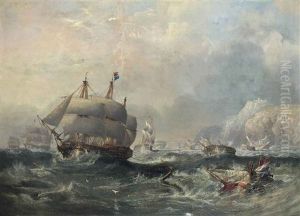 H.m.s. Conqueror Towing H.m.s. Africa Off The Shoals At Trafalgar, Three Days After The Battle