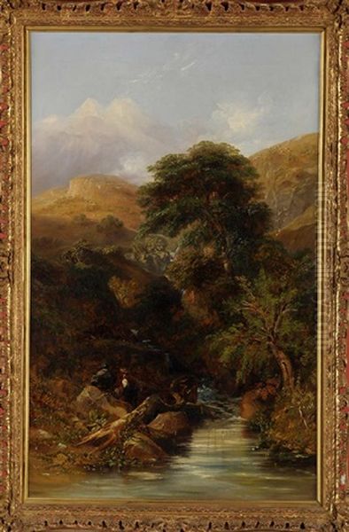 The Mountain Stream - A Scottish Angling Scene - view 1