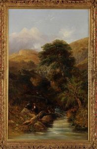 The Mountain Stream - A Scottish Angling Scene by John Wilson Carmichael