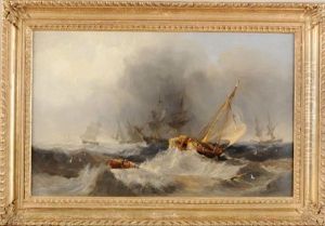 A Sailing Barge And Other Vessels On A Stormy Sea