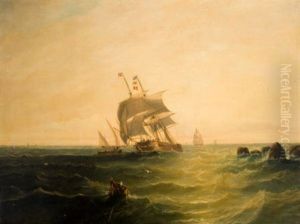 Sailing In Rough Waters by John Wilson Carmichael