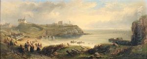 Tynemouth Priory And Castle, With The Old Lighthouse Nearby, Viewed From The South Across The Cove Known As The Friar's Haven