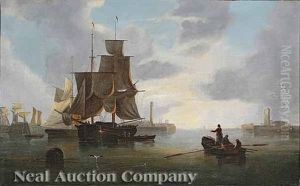 Rowing To Shore, Sunderland Harbor by John Wilson Carmichael