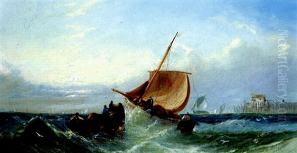 Fishing Boats Off Calais Harbour - view 1