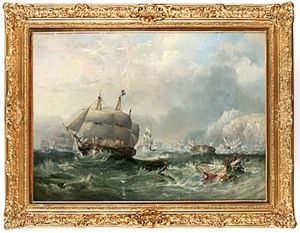 Hms "conqueror" Towing Hms "africa" Off The Shoals At Trafalgar Three Days After The Battle