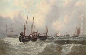 Fishermen Pulling In Their Nets Off Flushing by John Wilson Carmichael