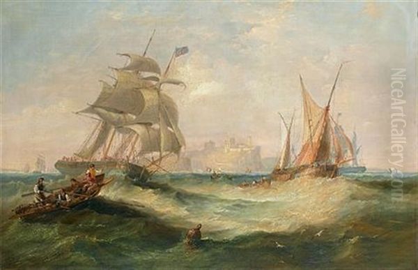 A Three-masted Merchantman And Other Traders Caught In A Heavy Swell Off Tynemouth - view 1