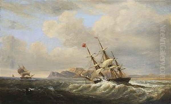 A Three-masted Merchantman In A Heavy Swell Off Camps Bay As She Prepares To Round Cape Point Heading For Table Bay And Capetown - view 1