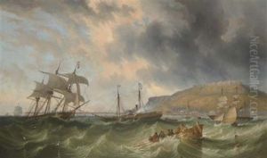 Construction Of The Portland Harbor, Dorset by John Wilson Carmichael