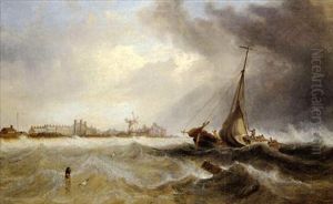 Shipping Off A Coast In Choppy Seas
