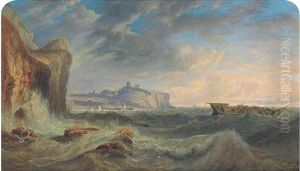 A Ship Foundering Off The Coast At Scarborough by John Wilson Carmichael