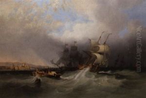 Heeling In The Swell Off The Harbour Mouth by John Wilson Carmichael