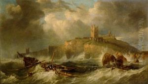 A View Of Dustanburgh Castle, North Of Alnwick, A Ruin On The Northumberland Coastline