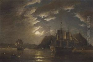H.m.s. "minden" 74, Off Gibraltar, Moonlight