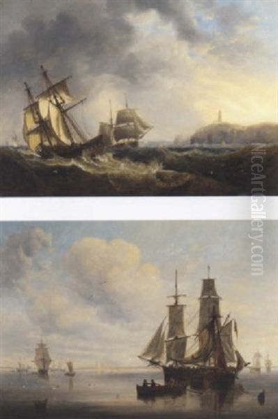 Trading Brigs Passing In The Channel Off Flamborough Head - view 1