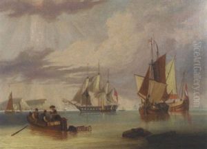 Shipping Off The Seven Sisters On The South Coast Of England by John Wilson Carmichael