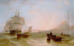 A British Frigate And Other Shipping Off Tynemouth